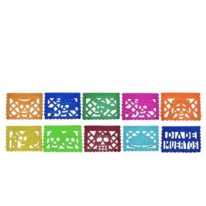 GUIA DE PLASTICO PICADO 1/2 MULTICOLOR DIA DE MUERTOS